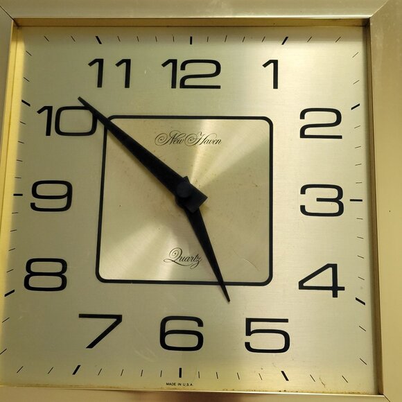 Gold New Haven Quartz Wall Clock 14x14 Inches Square Battery Operated Modern Des - Picture 2 of 10